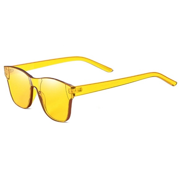 Rimless Wayfarer Sunglasses Retro Yellow Classic - Picture 4 of 6